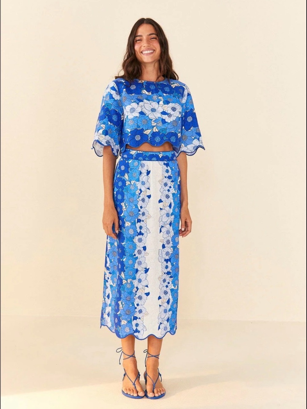 Farm Rio Blue Flower Skirt Set
